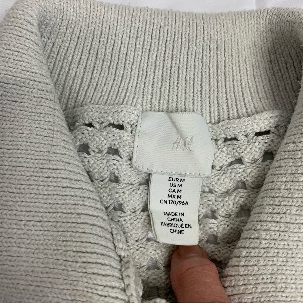 H&M Beige Button-Up Open Knit Cardigan Size US M - Picture 7 of 12